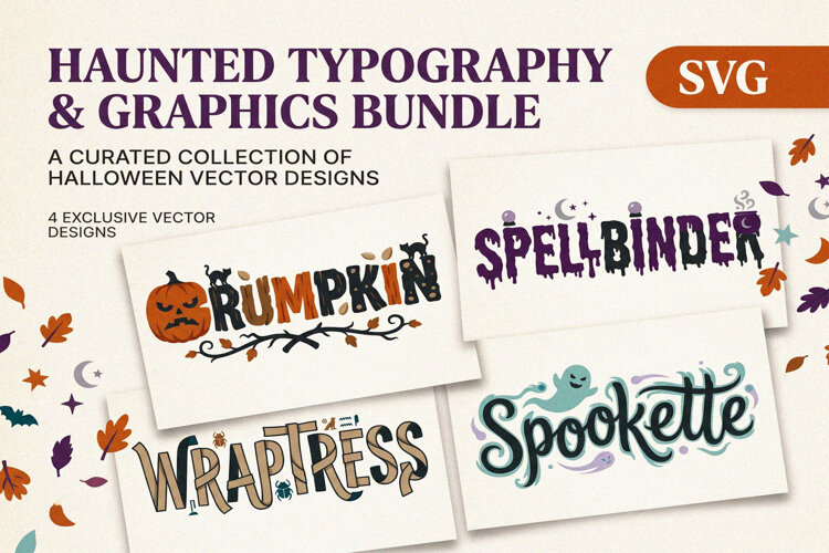 Haunted Halloween Typography SVG Designs example image 1