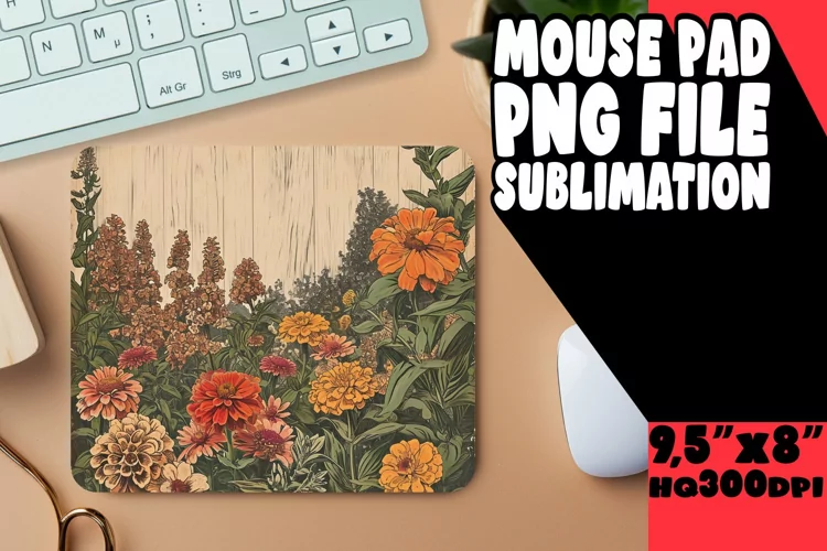 Spring Blossom Retro Mouse Pad Print