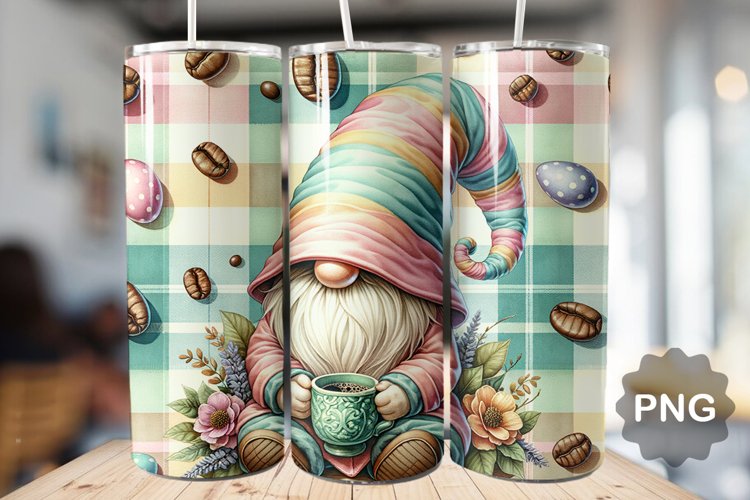 Easter Day Gnome Tumbler Sublimation - 20 Oz Skinny Tumbler