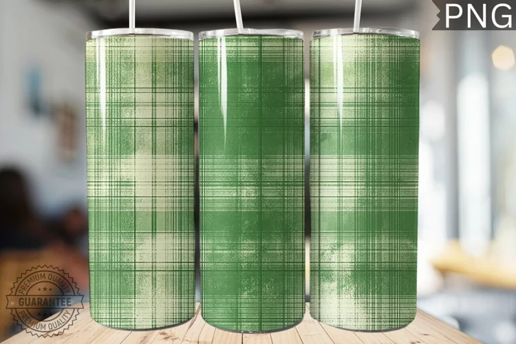 Green Plaid Tumbler Wrap - High Quality 300 Dpi