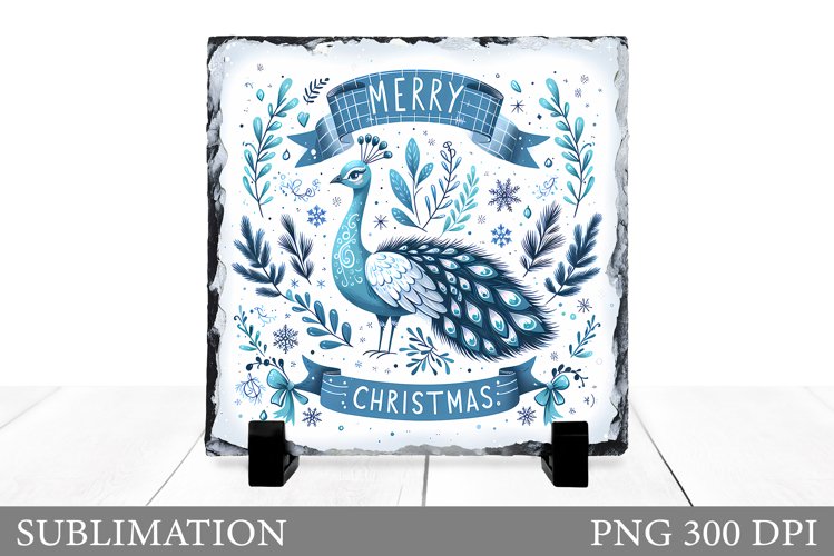 Christmas Peacock Sublimation. Christmas Peacock Slate example image 1