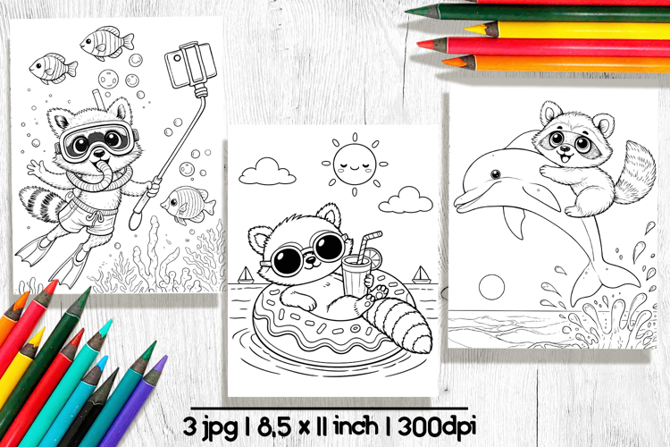 Summer Coloring Pages, Raccoon coloring pages