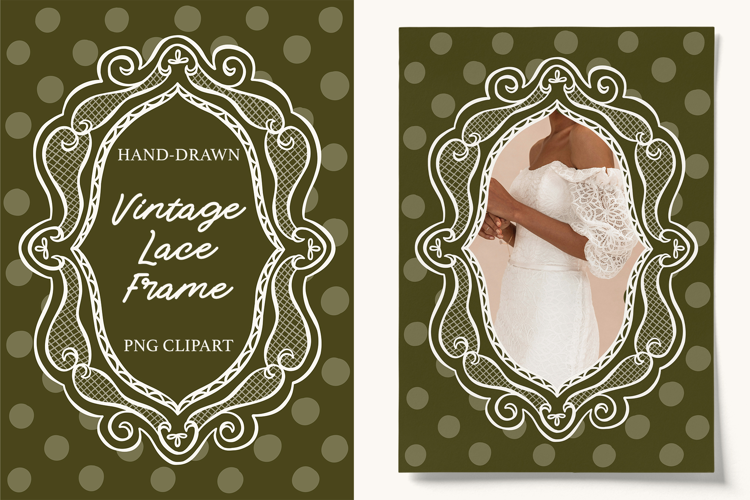 Hand Drawn Vintage Ornate Lace Wedding Frame PNG
