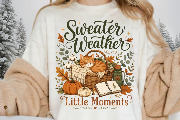 Sweater Weather Little Moments PNG Sublimation Design - Cozy