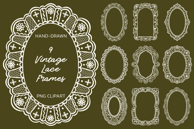 Vintage Lace Frames | Wedding Frames PNG