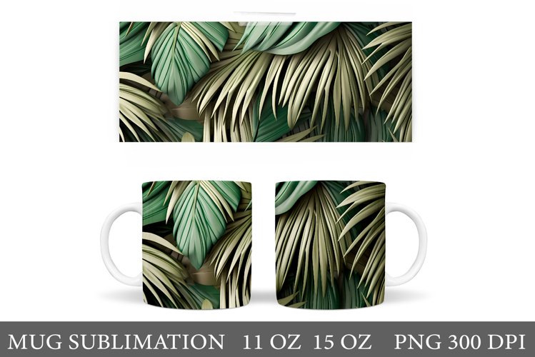 Palm Leaves Mug Design. Tropical Leaves Mug Sublimation