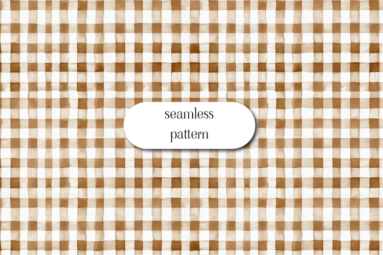 Neutral Gingham Seamless Pattern | Watercolor Beige Check