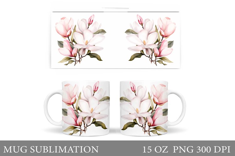 Magnolia Flowers Mug Design. Flowers Mug Sublimation example image 1