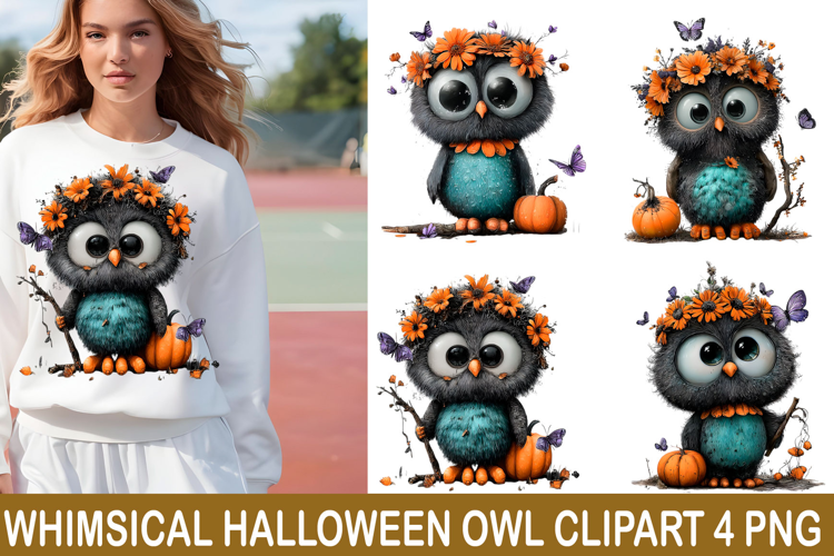 Whimsical Halloween Owl Clipart