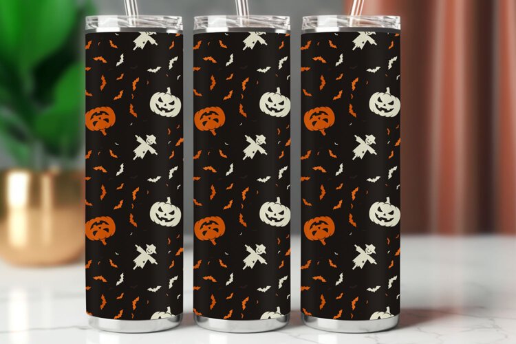 Halloween Tumbler Wrap Seamless Pattern example image 1