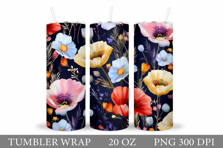 Flowers Tumbler Design. Flowers Tumbler Wrap Sublimation