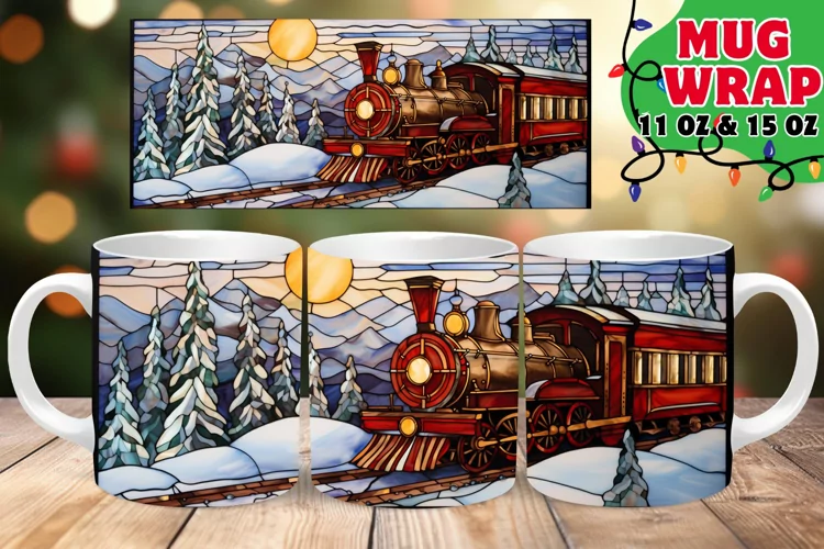 Christmas Stained Glass Splendor 11oz 15oz Mug Wrap