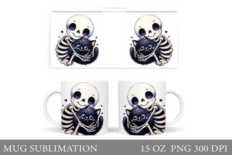 Funny Skeleton Mug Sublimation. Cute Skeleton Sublimation example image 1