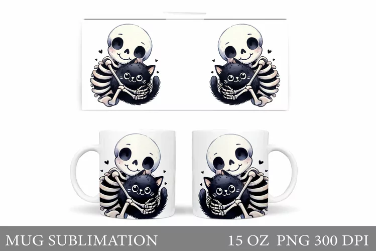 Funny Skeleton Mug Sublimation. Cute Skeleton Sublimation