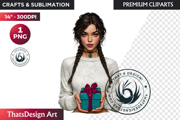 Cosy Winter Aurora Girl Clipart, Fashion Girl PNG