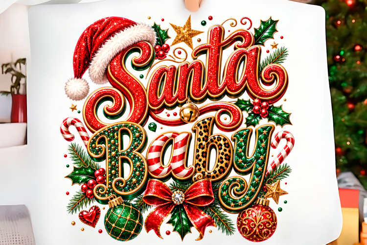 Santa Baby Glam Christmas Png example image 1