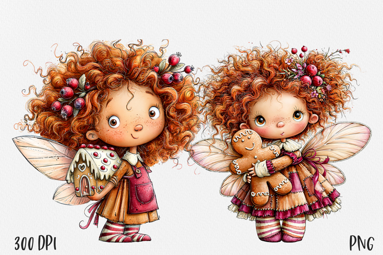 Christmas Fairy PNG, Cute Winter Fairy Girl Clipart