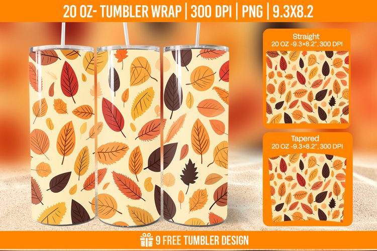 Autumn Flower Tumbler Wrap Designs, Sublimation Wrap