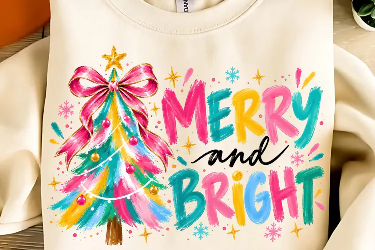Merry and Bright PNG, Preppy Merry Coquette Christmas PNG