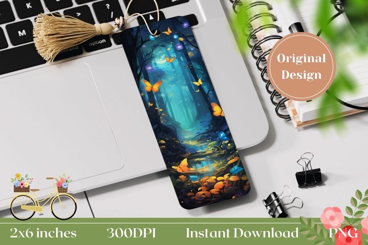 Forest Bookmark Sublimation, Butterfly Bookmark Printable