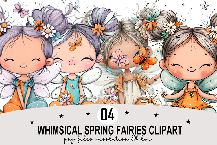 Whimsical Spring Fairies Clipart Watercolor PNG