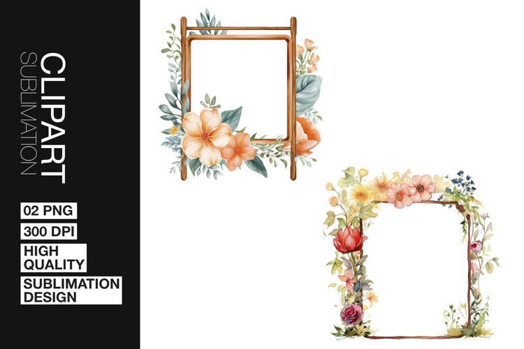 Floral Square Frame Clipart PNG