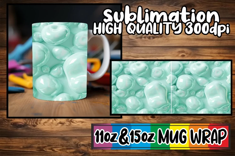 Vibrant 3D Pattern: Sublimation Mug Wrap