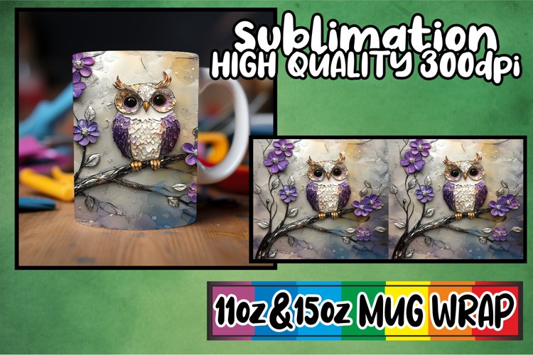 Cheerful smiles 11oz 15oz sublimation wrap, 3D Bird