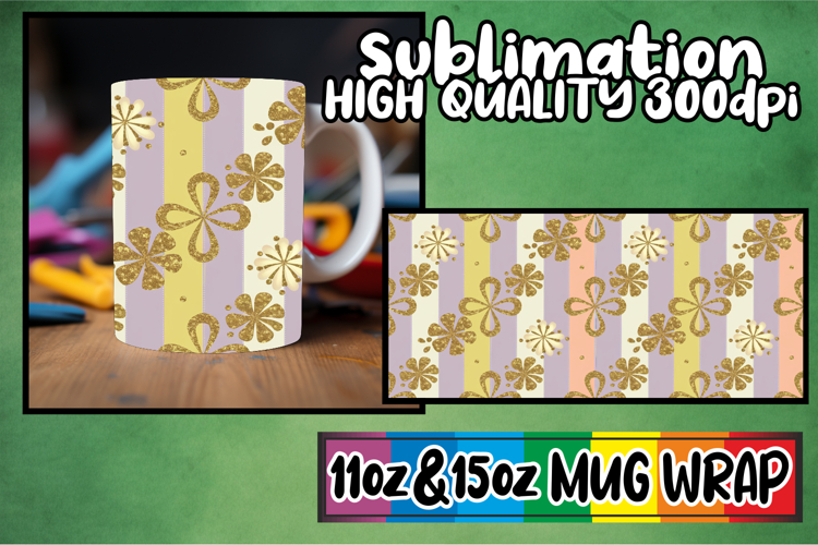 Joyful reflections 11oz 15oz sublimation wrap, Gold Flower