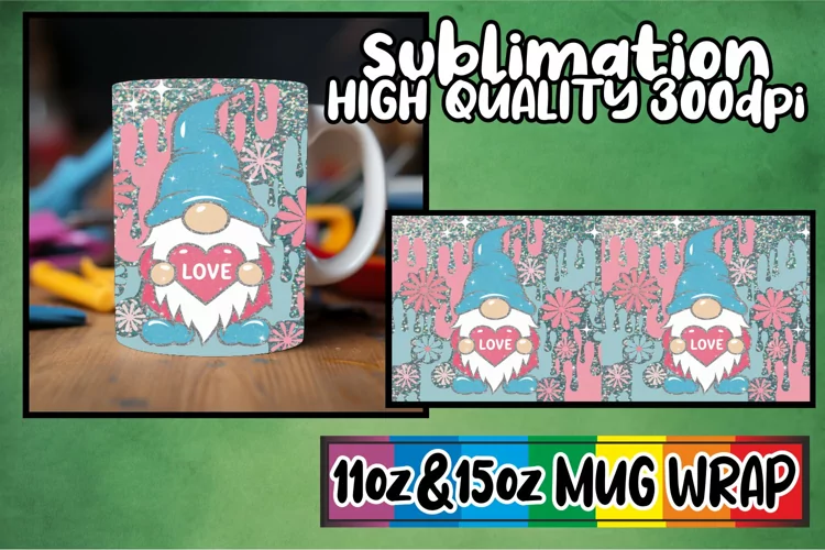 Whimsical views 11oz 15oz sublimation wrap, Valentines