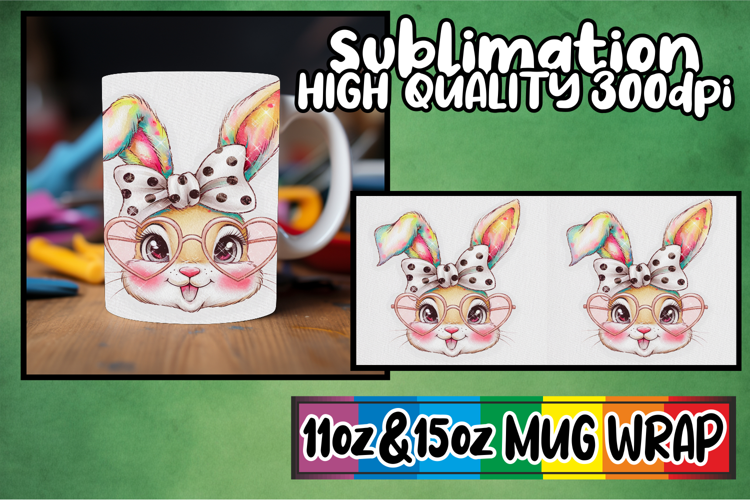 Blissful adventures 11oz 15oz sublimation wrap, Easter Bunny