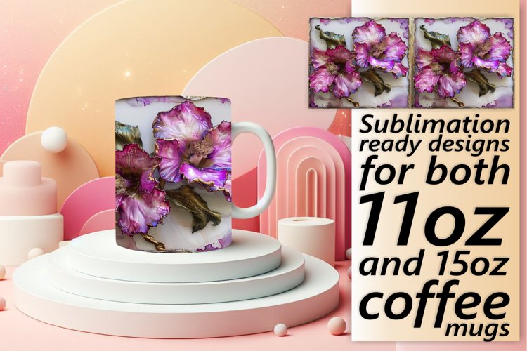 Delicate Flower Pattern Mug Wrap: 3D Sublimation