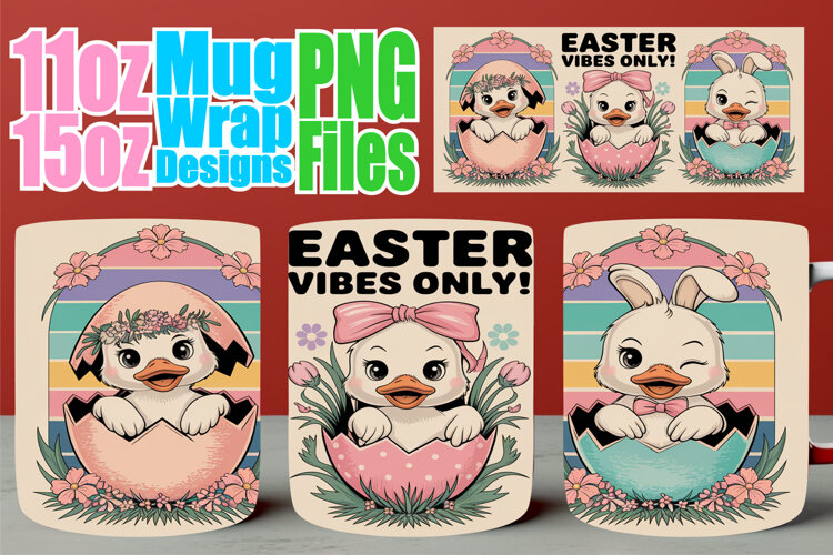 Pure elegance sublimation 11oz 15oz mug wrap, Easter example image 1