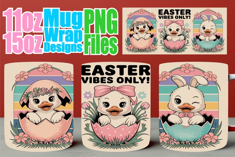 Pure elegance sublimation 11oz 15oz mug wrap, Easter