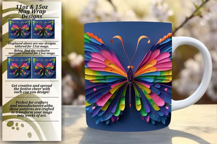 Colorful Butterfly Wonderland: Spring Mug Wrap
