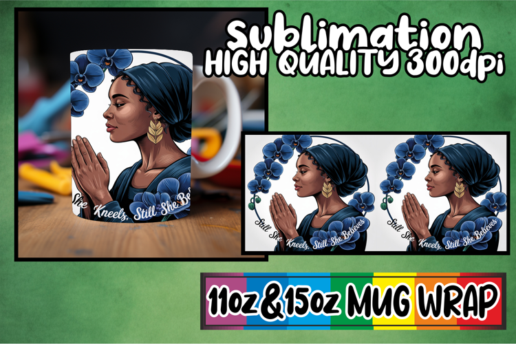 Bright beginnings sublimation mug wrap, Praying Woman