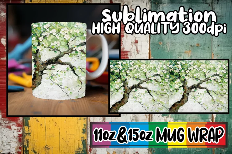 Blossom Bliss Mug Sublimation Wrap - Spring Design