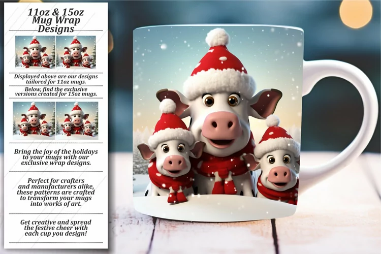 Festive Holiday Joy: Vibrant Christmas Mug Wrap