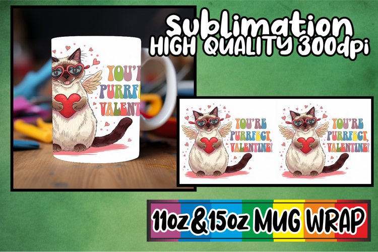 Wholesome vibes 11oz 15oz sublimation wrap, Valentines Cat example image 1