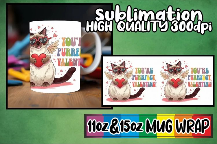 Wholesome vibes 11oz 15oz sublimation wrap, Valentines Cat