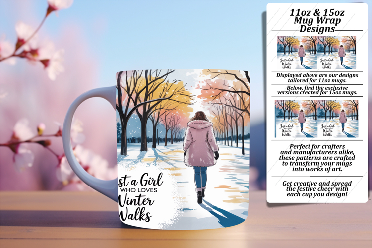 Serene 11oz Mug Wrap Png Design , Just A Girl