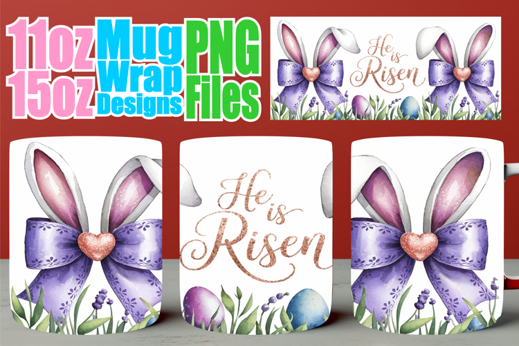 Cheerful days 11oz 15oz mug wrap, Easter Bow