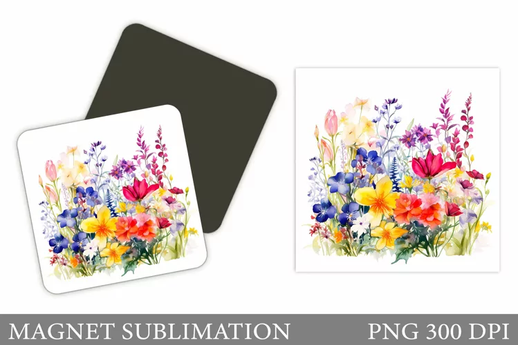 Wildflowers Magnet. Flowers Magnet Sublimation