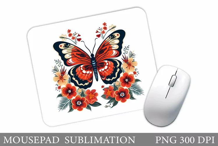 Butterfly Mouse Pad Design. Flowers Mouse Pad Sublimation
