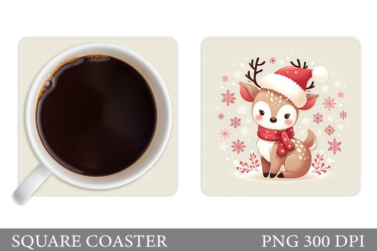 Christmas Deer Coaster Design. Christmas Coaster Sublimation example image 1