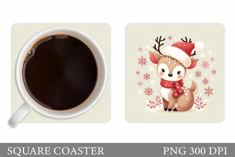 Christmas Deer Coaster Design. Christmas Coaster Sublimation