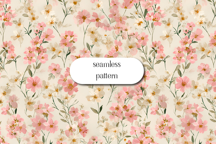 Soft Pink Floral Seamless Pattern | Romantic Botanical