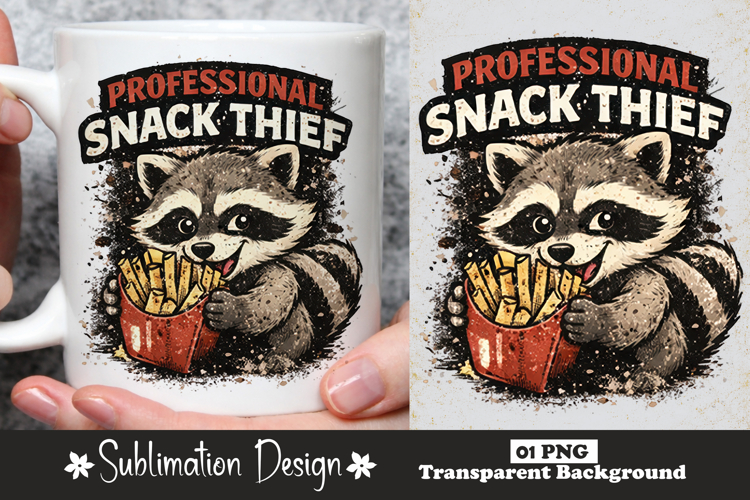 Professional Snack Thief Raccoon Sublimation Design