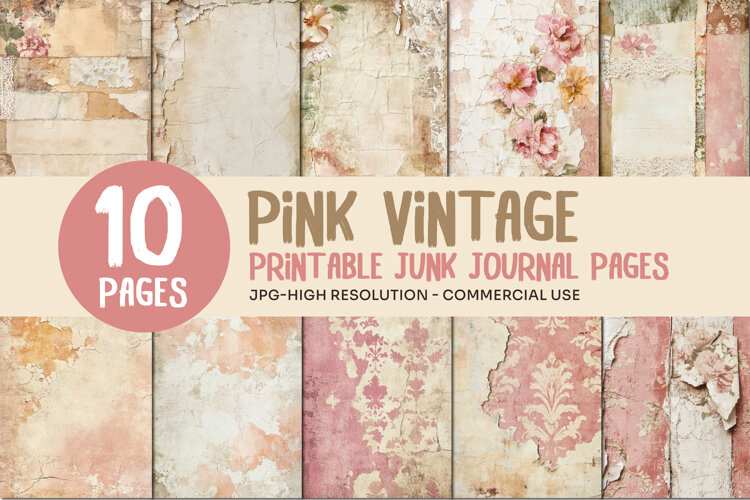 Pink Vintage Junk Journal Pages example image 1