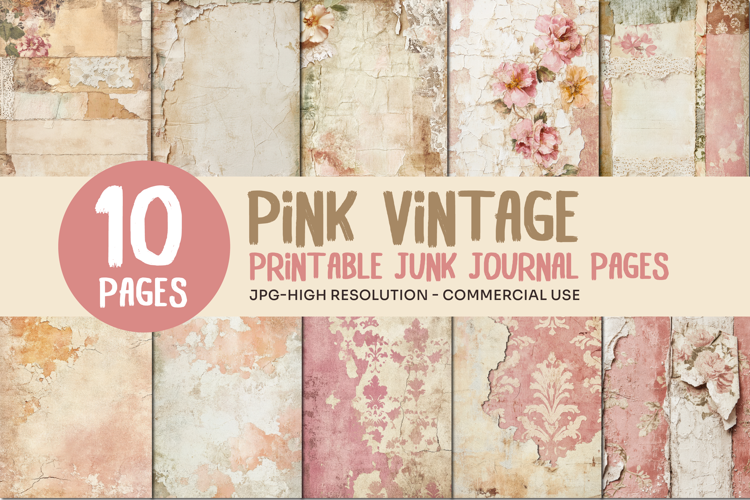 Pink Vintage Junk Journal Pages